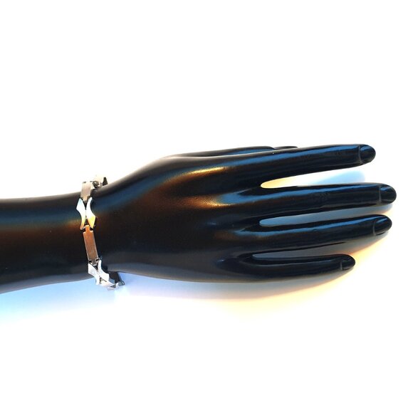 Rare Vintage Solid 925 Sterling Silver Modernist Retro Tennis Link Bracelet -20g - Picture 3 of 12